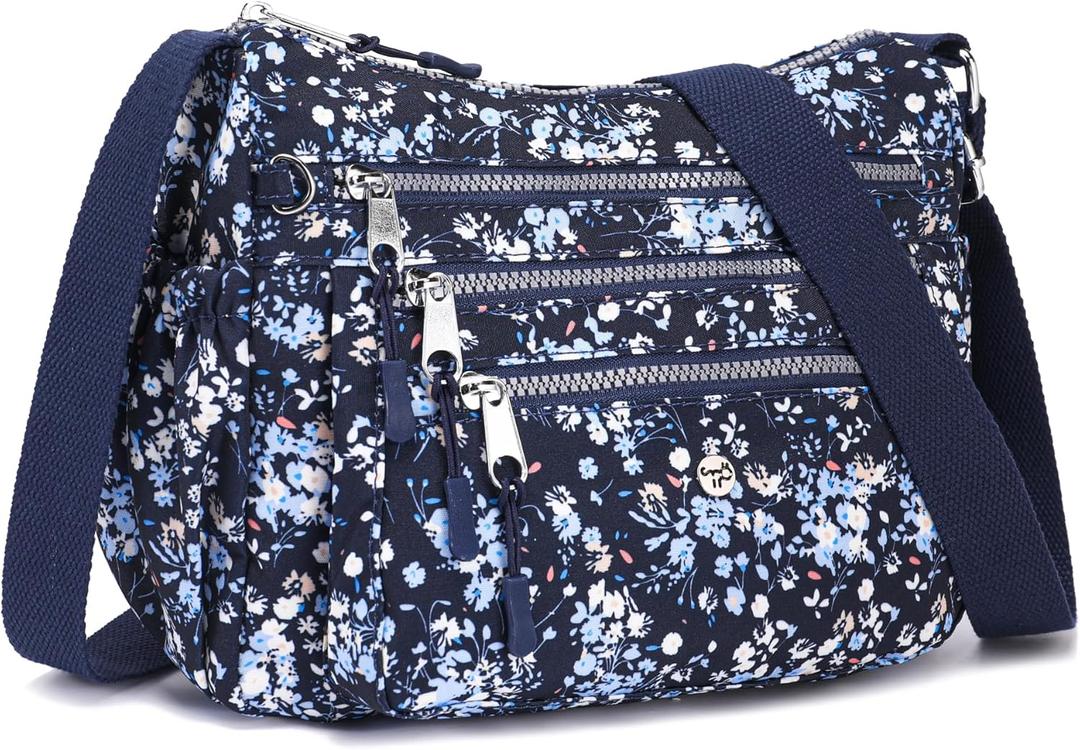 AOCINA Crossbody Bags for Women Multi Pocket Nylon Lightweight Ladies Purses Messenger Shoulder Handbags Satchel Travel Bag