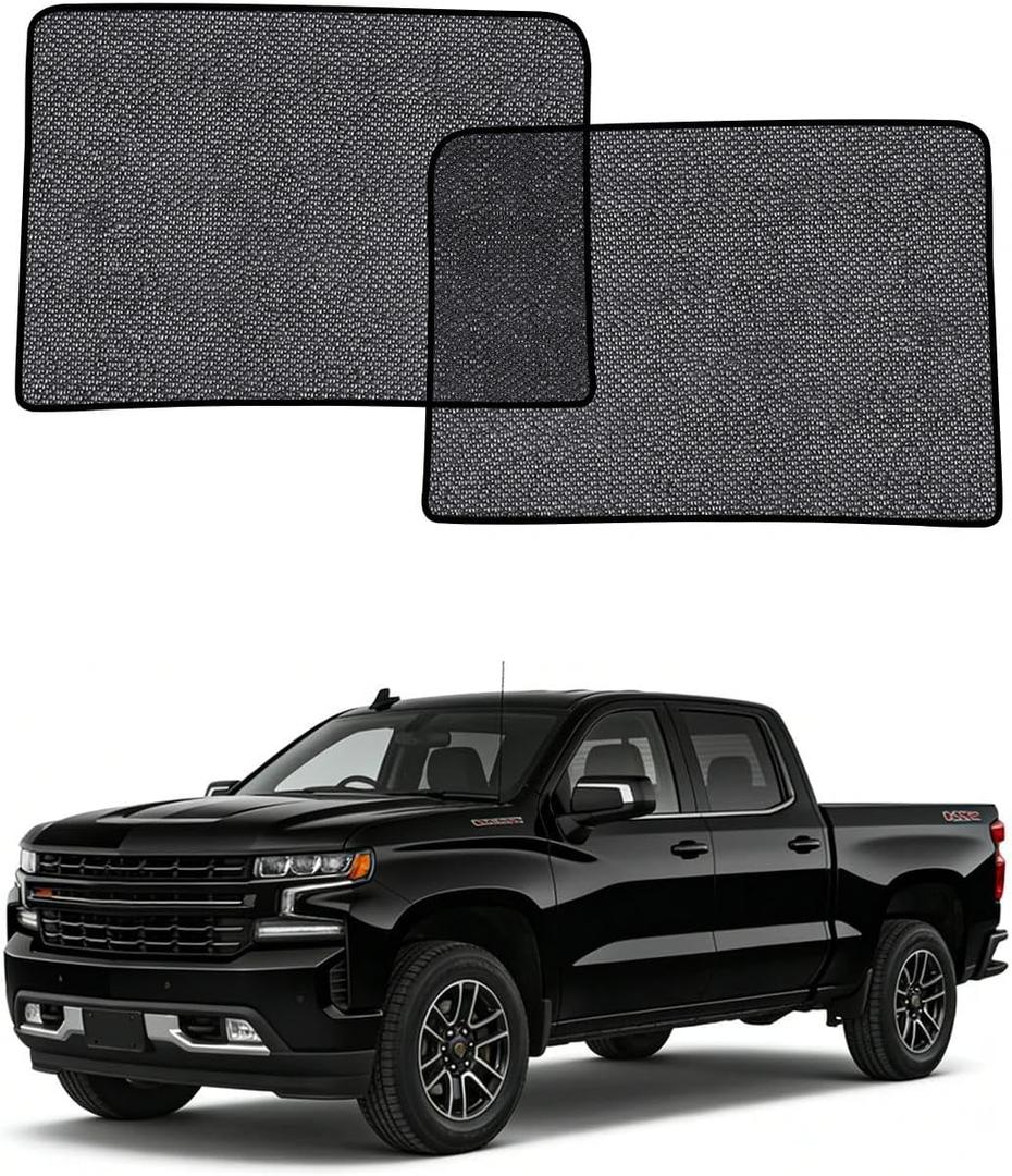 Car Window Shades for Chevy Silverado(2020-2026), 2-Pack Rear Window Sun Shades for Baby Breathable Mesh, UV & Heat Blocker, Privacy Protection for Camping, Travel, Sleep & Nursing