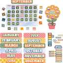Eureka 847849 S'cool Era Calendar Classroom Bulletin Board Set for Teachers, Multicolor, 100 Pieces