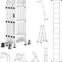 VEVOR Multi-Purpose Folding Ladder, 7-in-1 Tall Step Ladder, A Frame 3 Step Adjustable Telescoping Ladder, 12ft Reach Height Heavy Duty Extension Ladder, 330 lbs Capacity for Household Outdoor Work