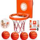 Bath Toys - Bathtub Basketball Hoop for Kids, Toddlers - Suction Cup Basketball Hoop and 4 Soft and No Hole Balls - Baby & Toddler Mini Basketball Hoop - Boys & Girls (Orange 4 Balls (With Stripes))