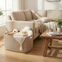 JMvicyroam Woven Blanket Basket,65L Large Storage Bin for Blankets Toys Clothes,Decorative Rope Basket for Living Room Bedroom with Handles, Oatmeal