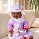 BABESIDE Value 5-Piece Black Baby Doll Set  Includes 15-Inch Lifelike Doll, Clothing, Birth Certificate, Bottle and Magnetic Pacifier, Soft Body Realistic Newborn Gift for Kids Age 3+