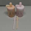 Moonkie Baby Straw cup | Silicone Toddler Sippy Cup Training Cup with Straw Lid | BPA-Free Drop-Proof Cup | Baby Led Weaning | 6 Months+, 5 oz, 2pack (B-Soft Lilac/BLush)