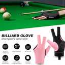 Billiards Glove Professional 3-Finger Pool Glove for Left Hand, Snooker Cue Gloves for Men and Women (Small, Light Pink)