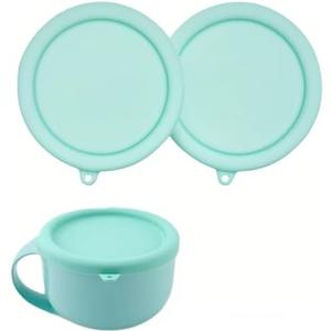 2pc silicone lids for Dash My Mug Ice Cream Maker, storage lids for Dash Ice Cream Maker, reusable silicone bowl covers, food grade, freezer and dishwasher safe. light green (bowl not included)