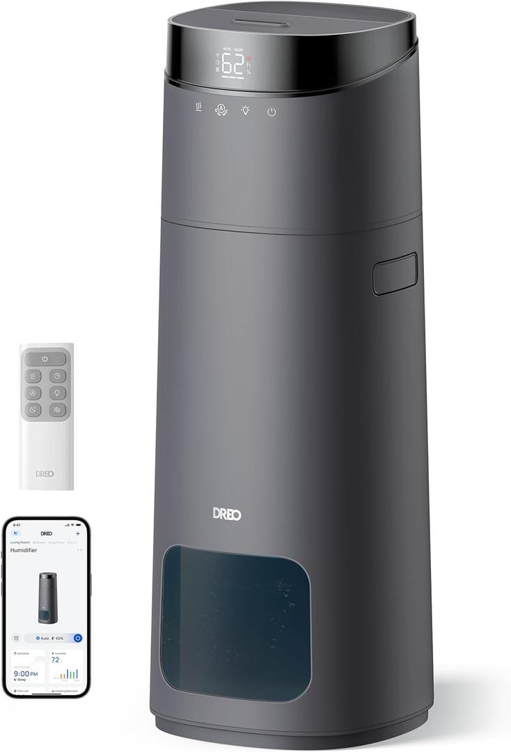 DREO 16L Smart Humidifier Large Room 1000 ft, 130H Cool Mist Air Humidifiers for Bedroom Plants Baby, Top Fill, Remote/Touch/Voice & APP Control, Clean Tank Technology, 30dB, HM755S Grey