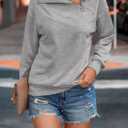 Womens Zipper Sweatshirt Turtleneck Long Sleeve Pullover Casual Loose Sweatshirts Top T Shirts (Gray, L)