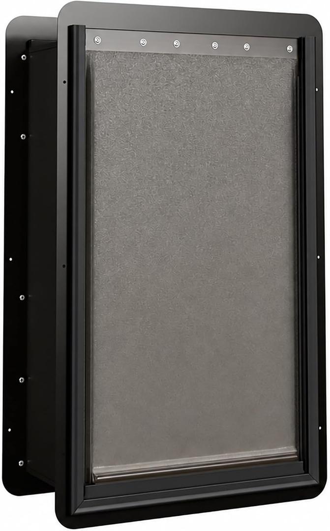 URSPET XL Dog Door for Door, 2-Flap Insulated, Steel Frame, Black, X-Large