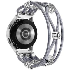 Newlibery Beaded Bracelet Compatible for Samsung Galaxy Watch 7/6/5/4/Active 2 40mm 44mm, 6 Classic 43mm 47mm, 5 Pro 45mm/Watch 4 Classic 42mm 46mm, 20mm Boho Stretchy Strap for Women