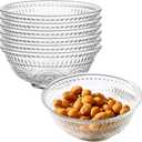 6 Pack Clear Glass Cereal Candy Snack Bowls Set, Vintage Ice Cream Yogurt Serving Bowl, Embossed Fruit Dessert Dish Plate, Crystal Round Side Prep Dishes for Desk - Sunflower
