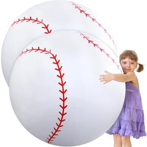 Meooeck 4 Pcs 27 Inch Inflatable Baseball Large Baseball Party Decorations Giant Inflatable Balls for Outdoor Activity Games Sports Event Birthday Party Supplies