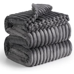 Bedsure Grey Fleece King Blanket for Couch - GentleSoft Cozy Soft Blankets for Women, Cute Small Throws for Girls, 108x90 Inches (King (108" x 90"))
