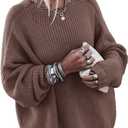 Womens Oversized Sweaters Loose Solid Casual Long Sleeve Mock Neck Knitted Jumper Tops (Small, 41#coffee)