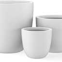 Kante 18",14",10" Dia Concrete Round Planters (Set of 3), Outdoor Indoor Large Planter Pots with Drainage Hole for Home Patio Garden, Pure White