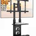 Perlegear Floor TV Stand with Mount for 32-86" TVs up to 132 lbs, Tall TV Stand with Pegboard and 6 Height Settings, TV Swivel Stand with Wooden Base, Max VESA 600x400mm PGFS13