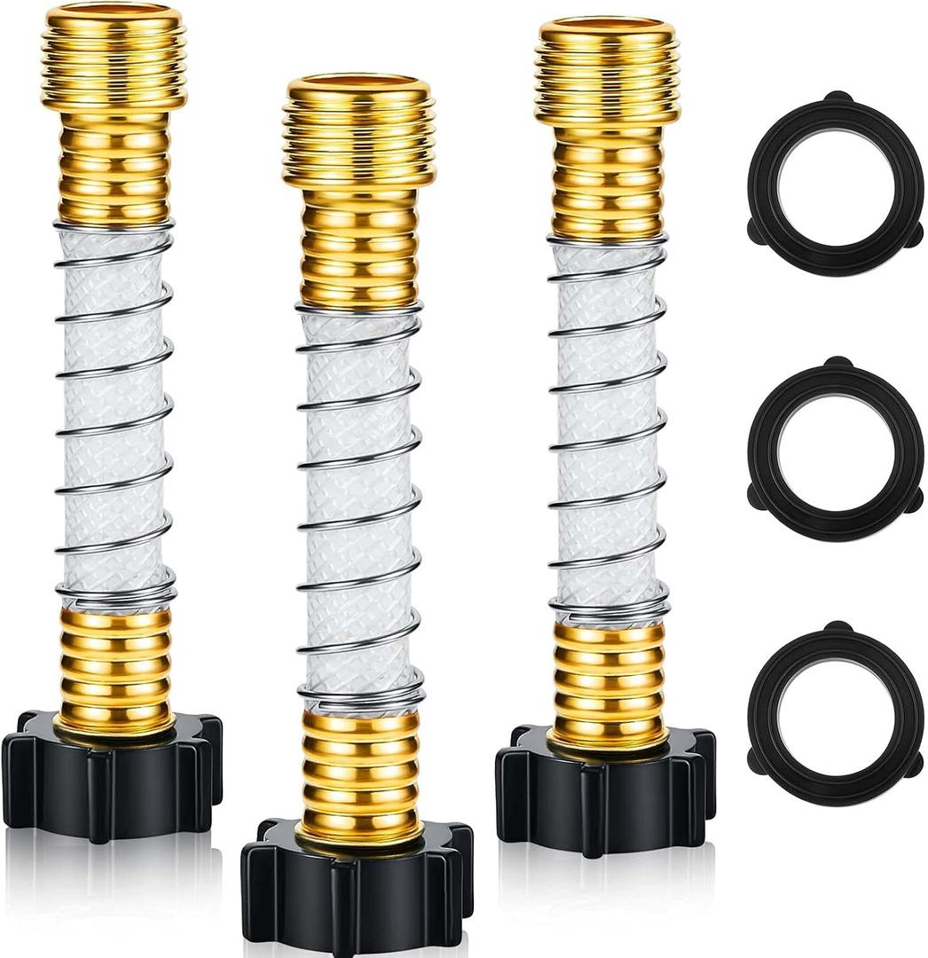 Outus 3-Pack Flexible Hose Protector, Copper Zinc Alloy, Red, Garden Hose Extension, Kink-Free Water Flow (Black)
