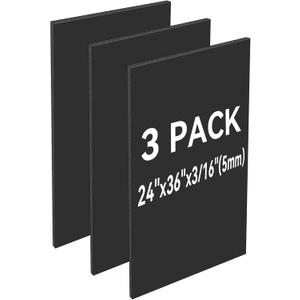 AIKUPNEY 3 Pack Black Foam Board 24"x36", 3/16" Thick Foam Core Board for Projects, Black Poster Board for Painting, Displaying, and Craft Projects