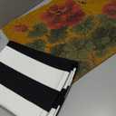 Duraaamo 2 Pcs Geranium Welcome Doormat Red Flower Hello Spring Doormat Black & White Stripe Mat Front Door Decoration with Non-Slip Backing Rug for Housewarming Gift Kitchen Indoor Outdoor