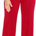 Women Stretchy Straight Leg Dress Pants Comfy Solid Classic High Waisted Wide Leg Long Bootcut Pant Slacks Work Office (Medium, Red)