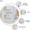 Aumeko 8x6ft Once Upon a Time Backdrop Pink Floral Gold Castle Princess Fairytale Birthday Party Decoration Girls First Birthday Party Photobooth Backdrop Supplies Cake Table Decorations