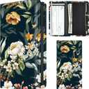 Checkbook Cover for Personal Checkbook, Cute PU Leather Check Book for Women & Men, Slim Checkbook Holder with Pen Holder and Built-in Clear Plastic Divider Dark Floral Lily