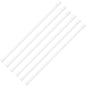 AIZESI 6PCS White Spring Curtain Rods 28 to 48 Inch Adjustable Short Curtain Rods No Drilling Small Tension Rods for Windows Closet