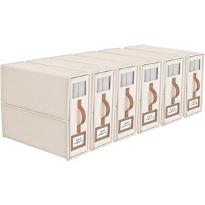 6 Pack Bed Sheets Organizers And Storage (King Size),Foldable Sheet Organizer With Handle For Linen Closet,Bedding Organizer Storage For Sheets, Duvet Cover (Beige, XCDSN-002
