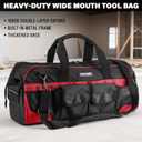 HAUTMEC 24" Heavy-Duty Large Tool Bag, 1680D Wear-Resistant Wide Mouth Tool Bag with Metal Frame & Hard Base, 36 Pockets, Level Holder, Anti-Tangle Padded Shoulder Strap – HT0284