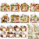 56Pcs Christmas Gingerbread House Picture Frame Crafts Kit - DIY Xmas Photo Ornaments Bulk Decorations for Winter Holiday Party Supplies DecorAssembly Needed