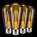 ASOKO 4-Pack LED Dimmable Edison Light Bulbs 40W Equivalent Vintage Light Bulb, 2200K-2400K Warm White (Amber Glass), Antique LED Edison Bulbs, ST64, E26 LED Bulb Base (4W- 4 Pack) (Amber4)