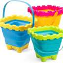 3L Jumbo Foldable Buckets, Castle Sand Beach Toy Silicon Pails For Kids Adults, Collasible Water Bucket Sandbox Kit Multi Use Summer Essential For Travel Cleaning, Camping, Picnic, Fishing 3 PCS