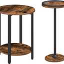 HOOBRO Round Side Table and Small Round Side Table Bundle, Sofa Couch Table with Storage Shelves, Drink Table, Martini Table, Pedestal Table for Living Room, Bedroom, BF58BZ01G1-BF168BZ01
