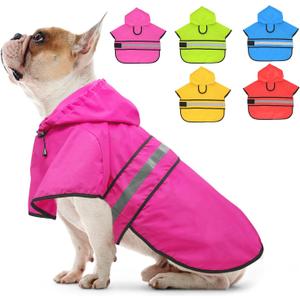 Candofly Dog Raincoat Reflective Dog Rain Jacket Waterproof Hooded Ponch Rain Coat for Small Medium Large Dogs (Pink, Medium)