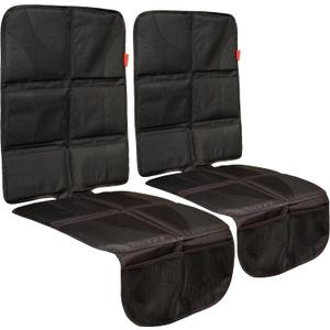Lusso Gear Car Seat Protector (Value 2 Pack)  Thick Padding  Waterproof Cover Under Baby Seat with Two Mesh Pockets  Black Non-Slip Design (-2-Pack Black)