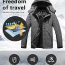 Men's Mountain Winter Coat Warm Fleece Ski Snow Jacket Waterproof Raincoat with Hood (Gray, M)