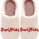 LNERIP Womens Mens House Slippers Fuzzy Slides Memory Foam Slippers Slip on Anti-Skid Sole Bedroom Indoor Outdoor  (9-10 Women/8-8.5 Men, 2-Swifties)