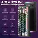 AULA S75 PRO Wireless Mechanical Keyboard with Screen&Knob, 75% Hot Swappable Gaming Keyboard with Pre-lubed Switches, RGB Backlit, PBT Keycaps Creamy Sounding Pc Gaming Keyboards (Black&Gray&Pink)