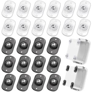 Honoson 24 Pcs Self Adhesive Caster Wheels Appliance Rollers Appliance Sliders for Kitchen 360 Swivel Universal Wheel Mini Small Kitchen (Clear Black White with 1 Steel Ball Style)