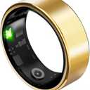 Smart Health Ring for Women Men Fitness Tracker with Heart Rate, Blood Oxygen, Blood Pressure, Sleep Monitoring, Step Counting, IP68 Waterproof for iOS and Android, No Subscription Fee, Yellow 9