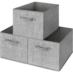 GRANNY SAYS Closet Storage Bins, Storage Baskets for Organizing, Fabric Storage Bins with Handles, Clothing Storage Containers for Organization Wardrobe, Gray, Large, 3-Pack