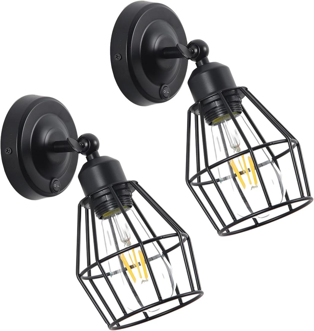 12V RV Wall Sconce with Metal Shade, Bedside Reading Lamp with Replaceable E26 LED Bulb, Interior Light for RV, Marine