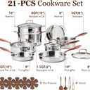 CAROTE 21pcs Tri-Ply Stainless Steel Cookware Set, Pots and Pans Set, Non Toxic Induction Kitchen Cooking Sets, Cookware Collection, Mirror Polish, Gold, Mothers Day Gifts