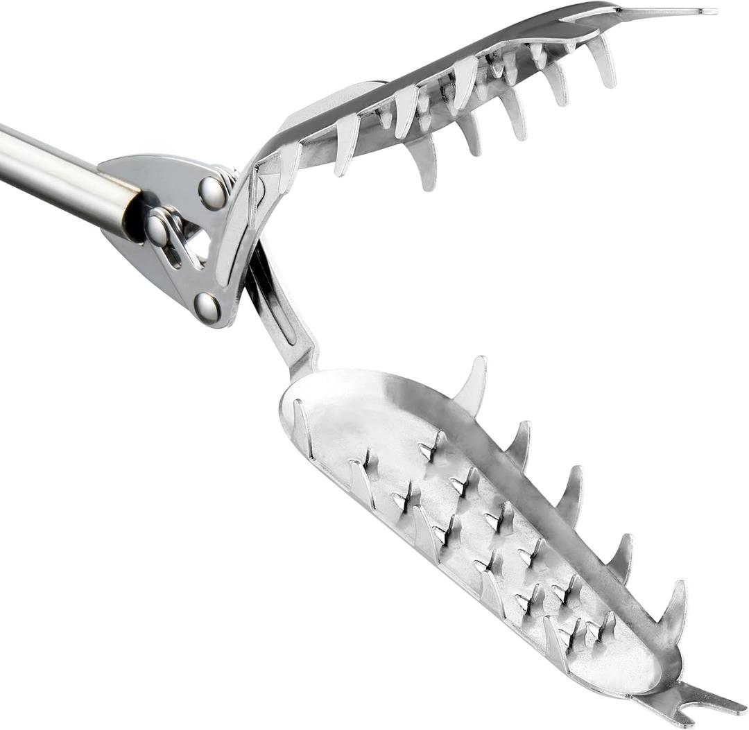 FTH Premium Stainless Steel Grabber Reacher Pickup Tool Heavy Duty Trash Picker Log BBQ Fireplace pits Snake Tongs (41 inch)