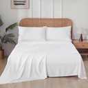 Zaizaihome 100% Bamboo Viscose Full Sheet Set, 400 Thread Count, Cooling Sheets for Hot Sleepers, 16" Deep Pocket, Ultra Soft Breathable & Hotel Luxury Silky Bed Sheets, 4 Pieces, Full, White