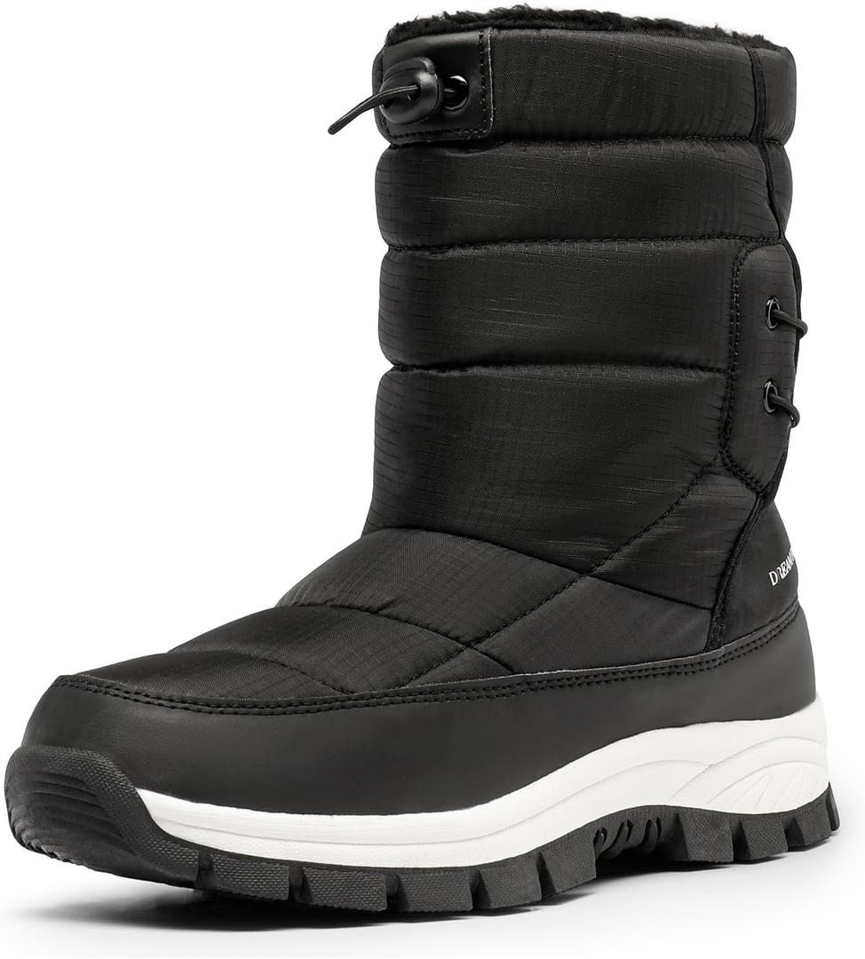 DREAM PAIRS Women's Winter Snow Boots Waterproof Lightweight Warm Fashion Janara Mid Calf Boot, Size 12, Black