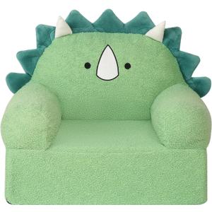 MOMCAYWEX Comfy Toddler Chair, Snuggly Kids Armchair, Green Dinosaur