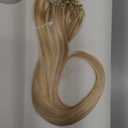 TESSHAIR Micro Loop Hair Extensions, 100% Remy Human Hair, Microlink Extensions, No Tangle & Smooth, 50 Strands 50g, 14 Inch #Blonde & Bleach Blonde