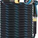 Non-Expanding Garden Hose 150 ft, Kink Free Flexible Water Hose with 10-Pattern Spray Nozzle, Lightweight Hose Pipe, Leak Proof, 3/4" Swivel Connectors, Super Fabric, Portable Storage Strap