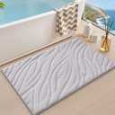 LUMI Bathroom Rug, Soft Absorbent Non Slip Bath Mat, Quick Dry Bath Mats, Machine Washable Microfiber Carpet for Modern Shower Room, Bathtub, Minimalist Bathmat, 17"x30", White (Alpine)